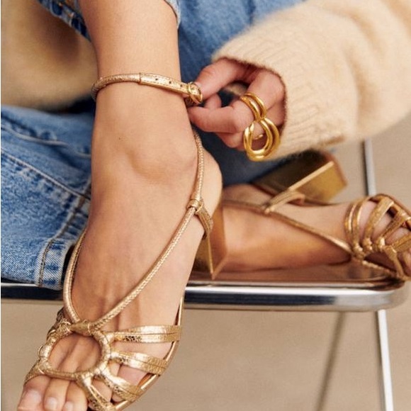 Sezane Shoes - Sezane Gold Strappy Gloria Heel Sandals Size 37 - New In Box
